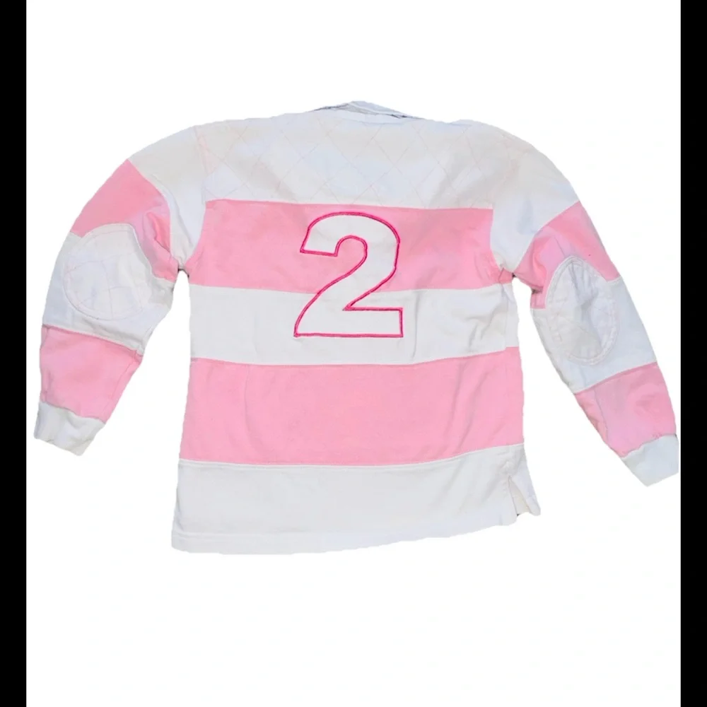 Lansdowne Heritage Collection‎ Kids Rugby Jersey Pink White Stripe SZ 3/4 Cotton